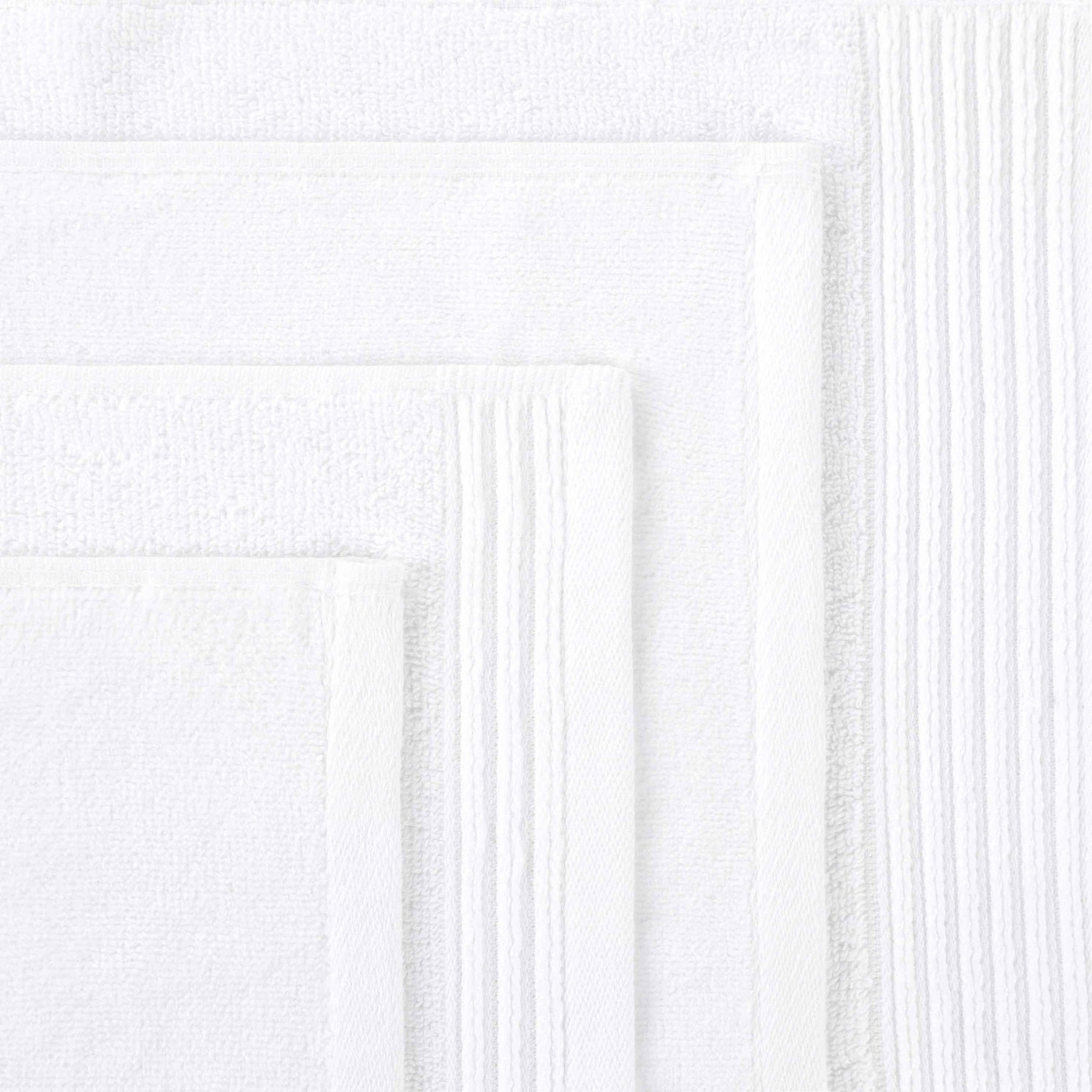 Cotton Marble Solid Jacquard Border Bath Towels Set of 4 - White