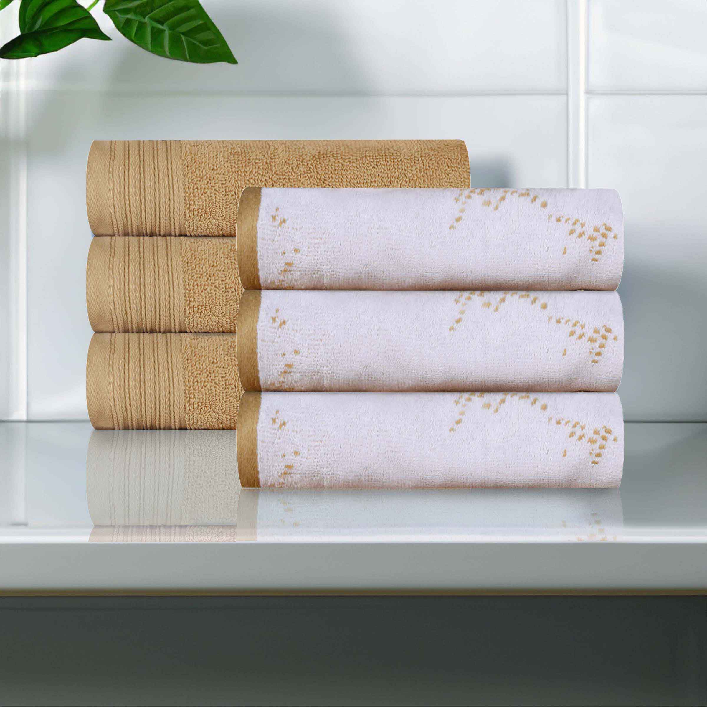 Cotton Marble and Solid Medium Weight Hand Towel Set of 6