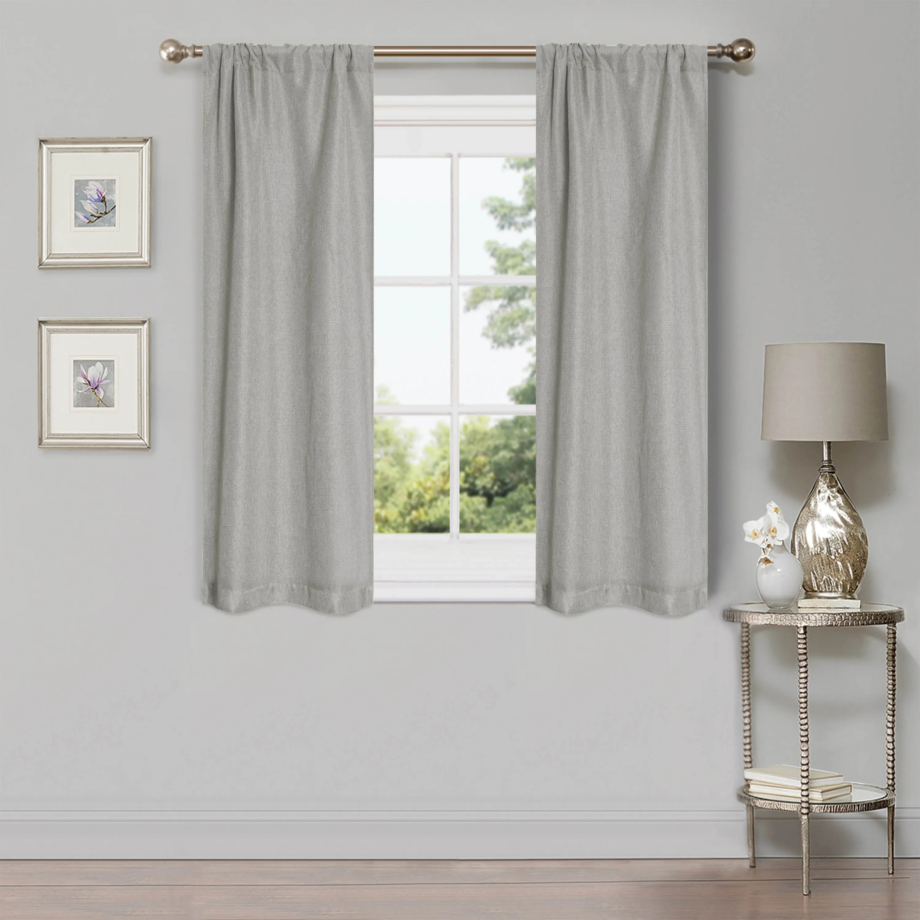 Linen Washable Room Darkening Blackout Curtains, Set of 2