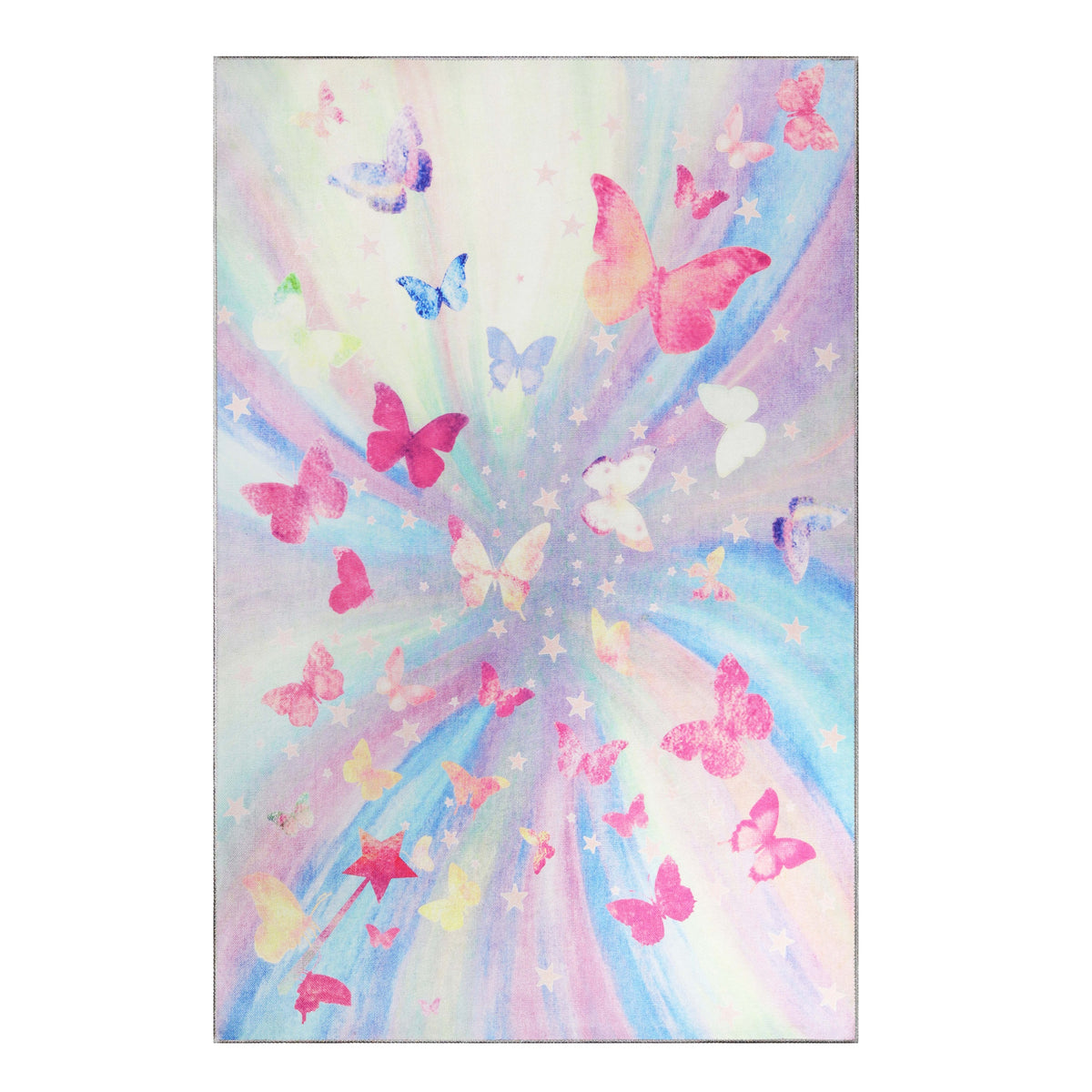 Butterfly Non-Slip Kids Playroom Nursery Washable Indoor Area Rug