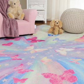 Butterfly Non-Slip Kids Playroom Nursery Washable Indoor Area Rug