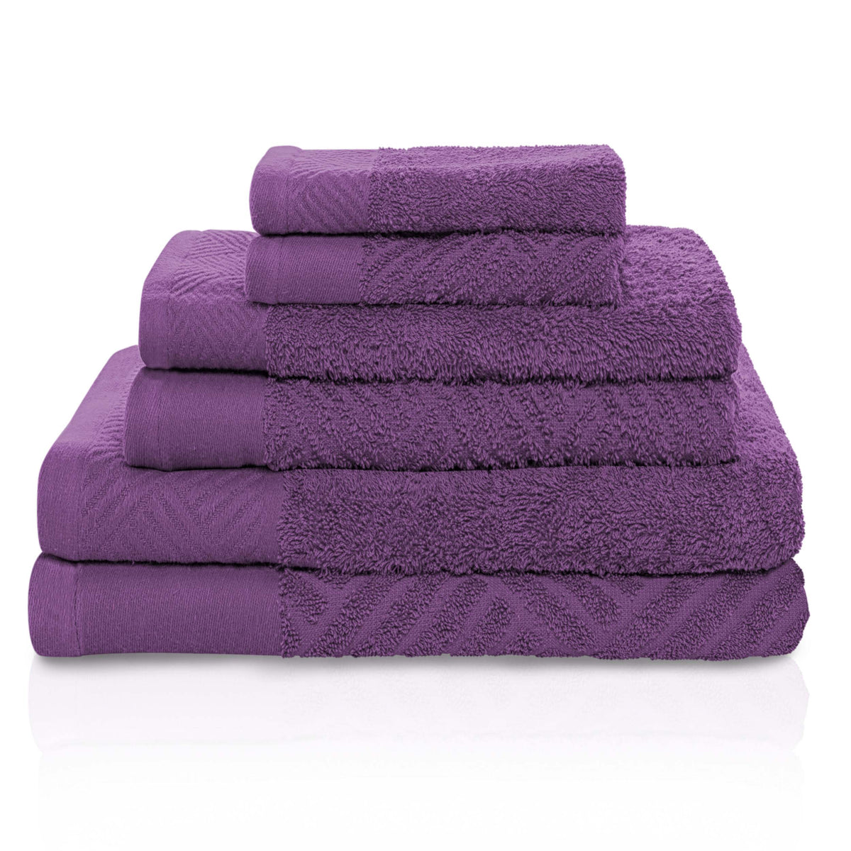 Basketweave Jacquard and Solid 6 Piece Egyptian Cotton Towel Set