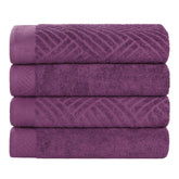 Basketweave Egyptian Cotton Jacquard and Solid Bath Towel Set of 4 - Bath Towel by Superior - Superior 