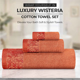 Wisteria Cotton Medium Weight Floral Jacquard Border 6 Piece Towel Set - Towel Set by Superior