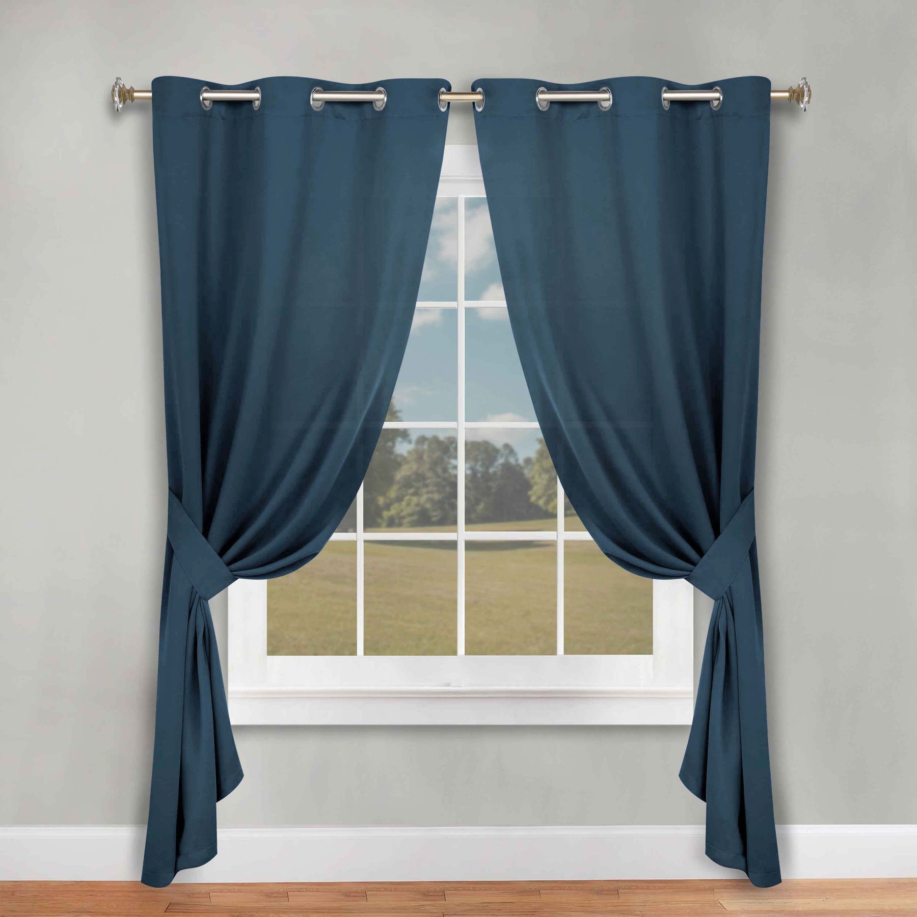 Classic Modern Solid Room Darkening Blackout Curtain Panels, Set of 2