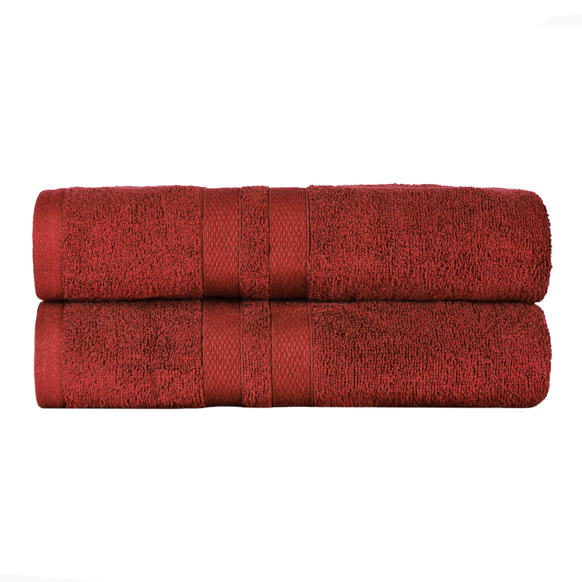 Ultra-Soft Cotton Solid Medium Weight Absorbent Bath Towel Set of 2 - Maroon