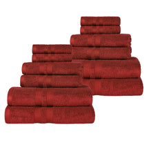 Ultra-Soft Cotton Absorbent Quick-Drying 12 Piece Assorted Towel Set - Maroon