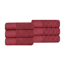 Turkish Cotton Jacquard Herringbone and Solid 6 Piece Hand Towel Set