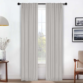 Solid Room Darkening Blackout Curtain Panels, Back Tabs, Set of 2 - Marshmallow