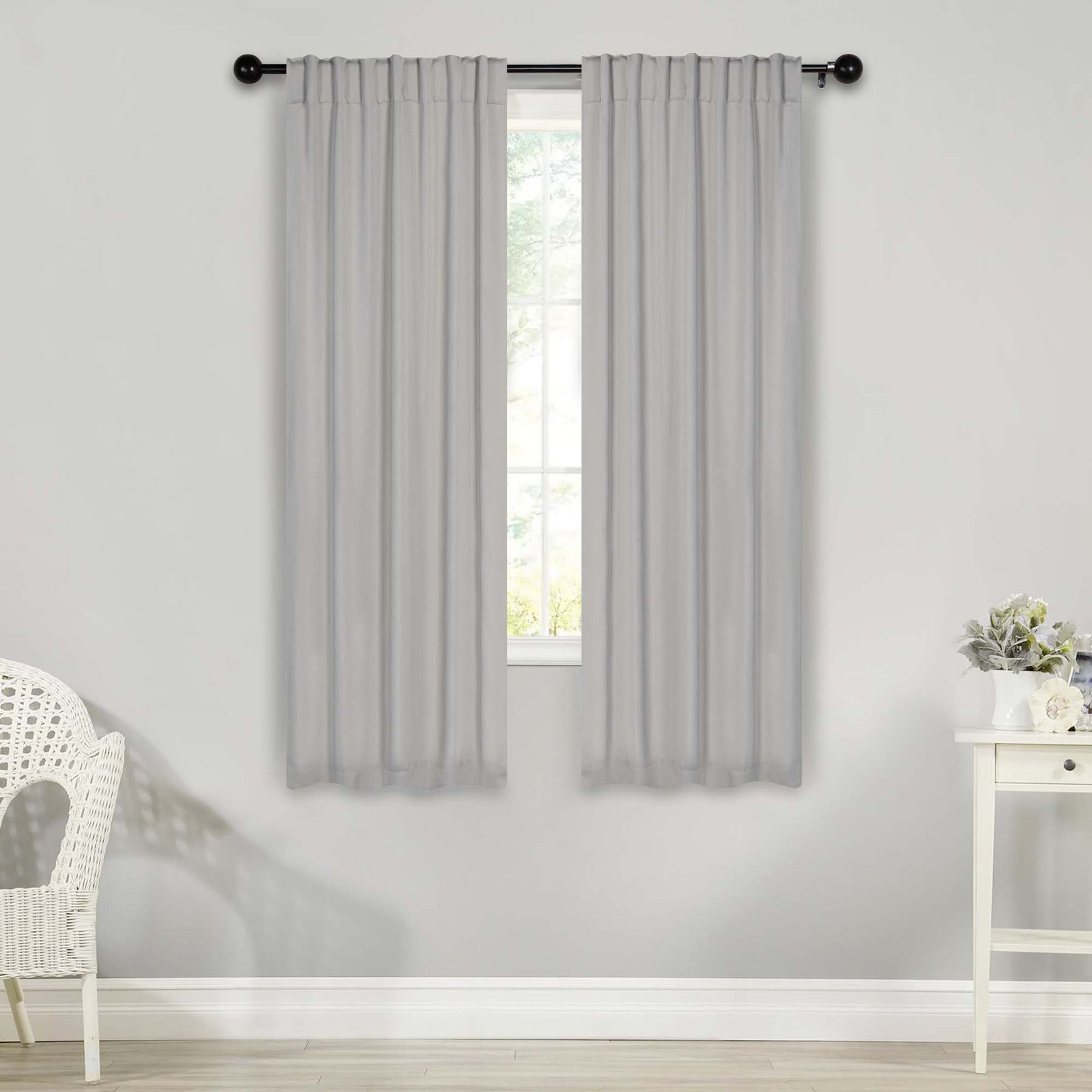 Solid Room Darkening Blackout Curtain Panels, Back Tabs, Set of 2 - Marshmallow