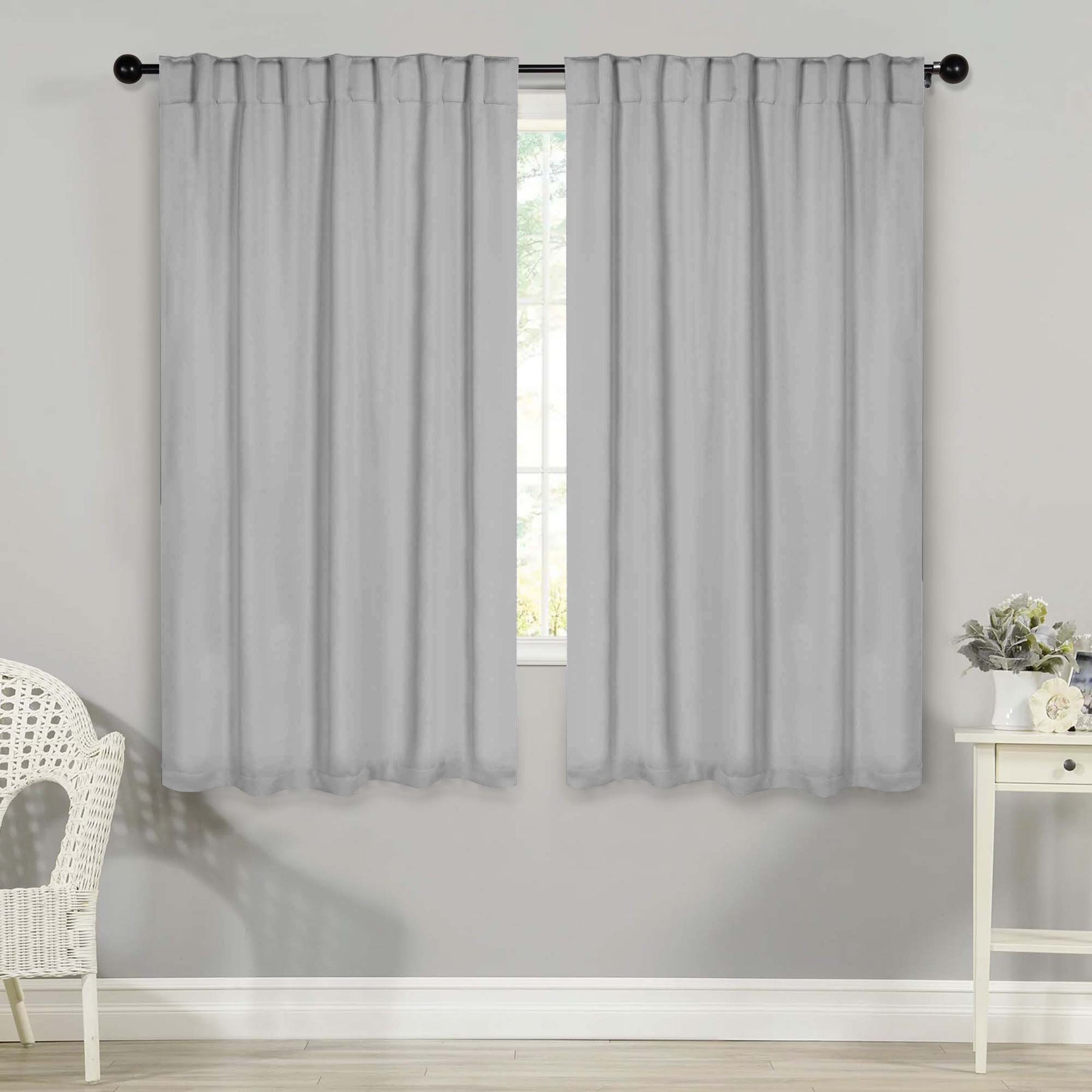 Solid Room Darkening Blackout Curtain Panels, Back Tabs, Set of 2