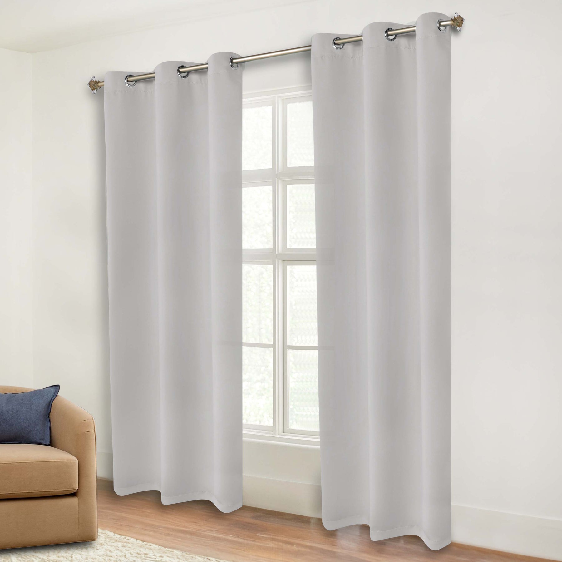 Classic Modern Solid Room Darkening Blackout Curtain Panels, Set of 2 - Marshmallow