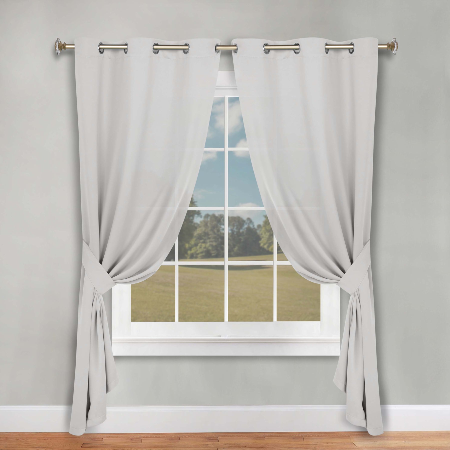 Classic Modern Solid Room Darkening Blackout Curtain Panels, Set of 2 - Marshmallow