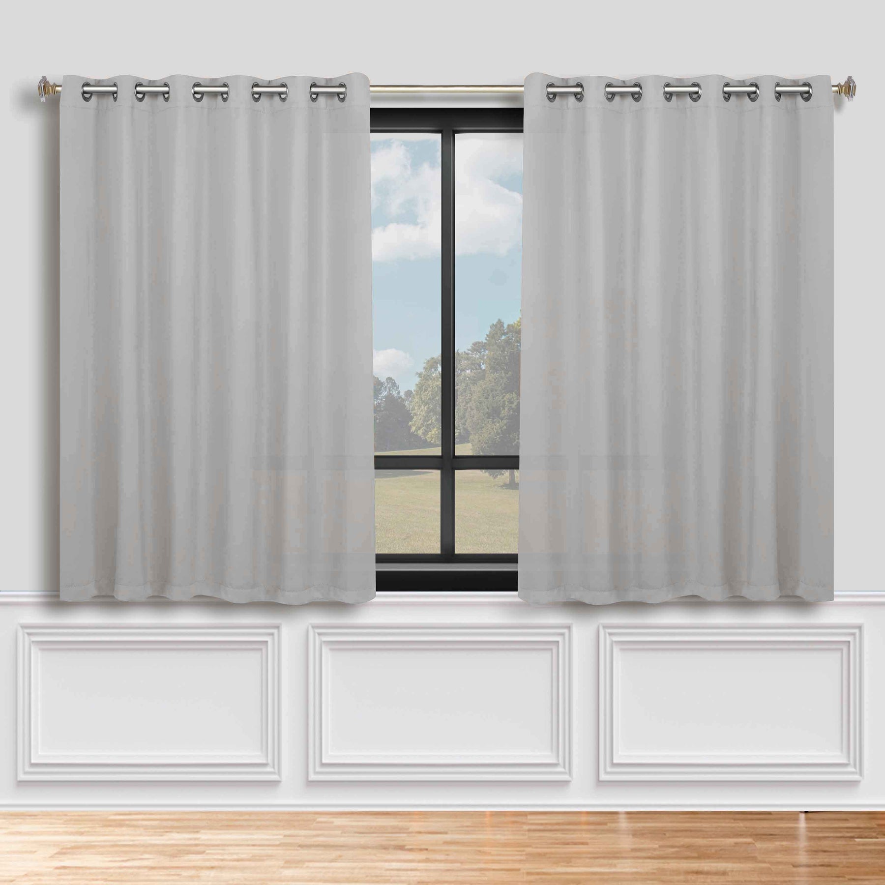 Classic Modern Solid Room Darkening Blackout Curtain Panels, Set of 2 - Marshmallow