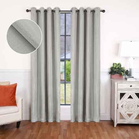 Linen Pattern Washable Room Darkening Blackout Curtain Set 52" - Marshmallow