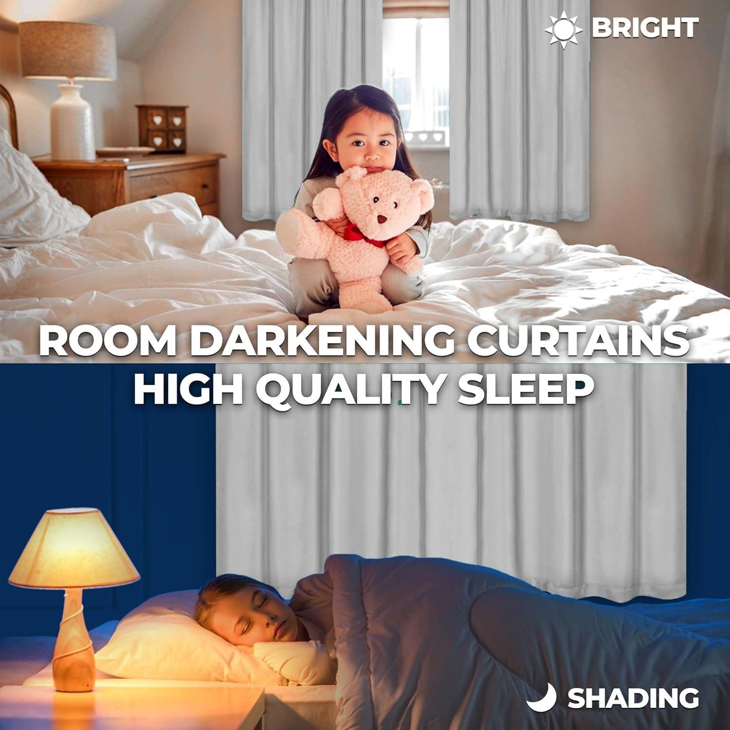 Rod Pocket Room Darkening Solid Blackout Curtains, Set of 2 - Marshmallow