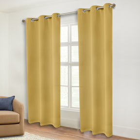 Classic Modern Solid Room Darkening Blackout Curtain Panels, Set of 2 - MasturdYellow