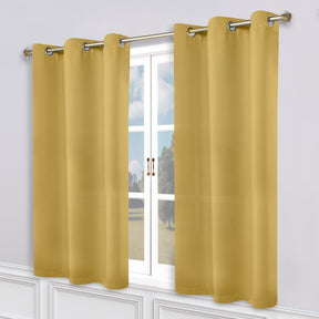 Classic Modern Solid Room Darkening Blackout Curtain Panels, Set of 2 - MasturdYellow