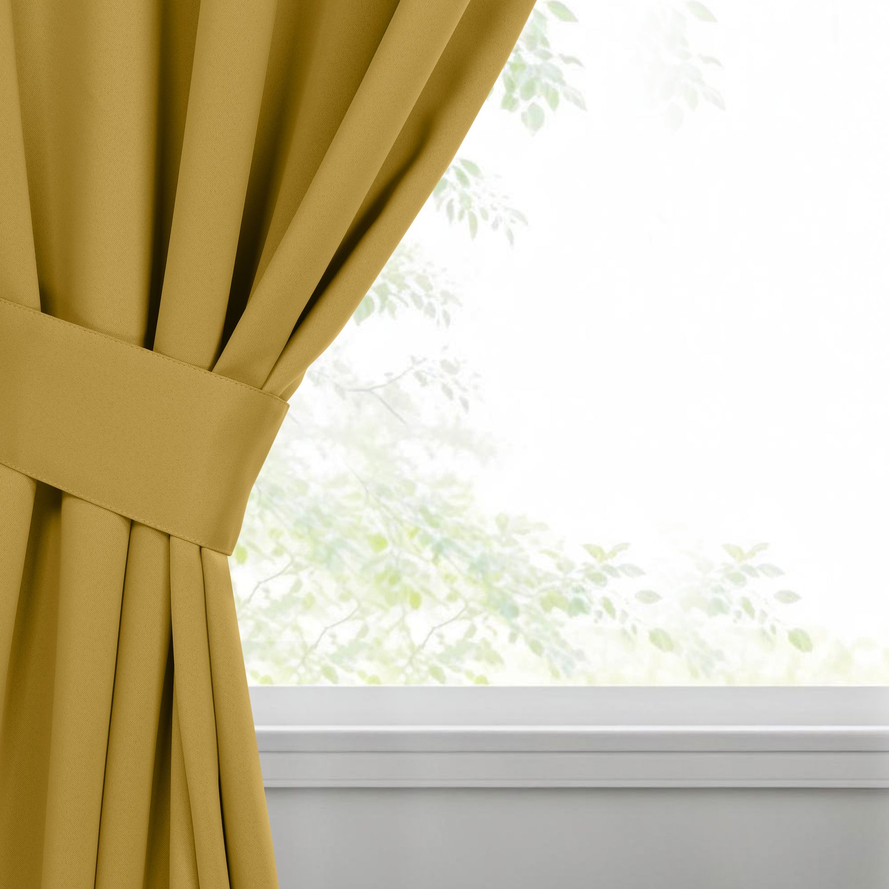 Classic Modern Solid Room Darkening Blackout Curtain Panels, Set of 2 - MasturdYellow