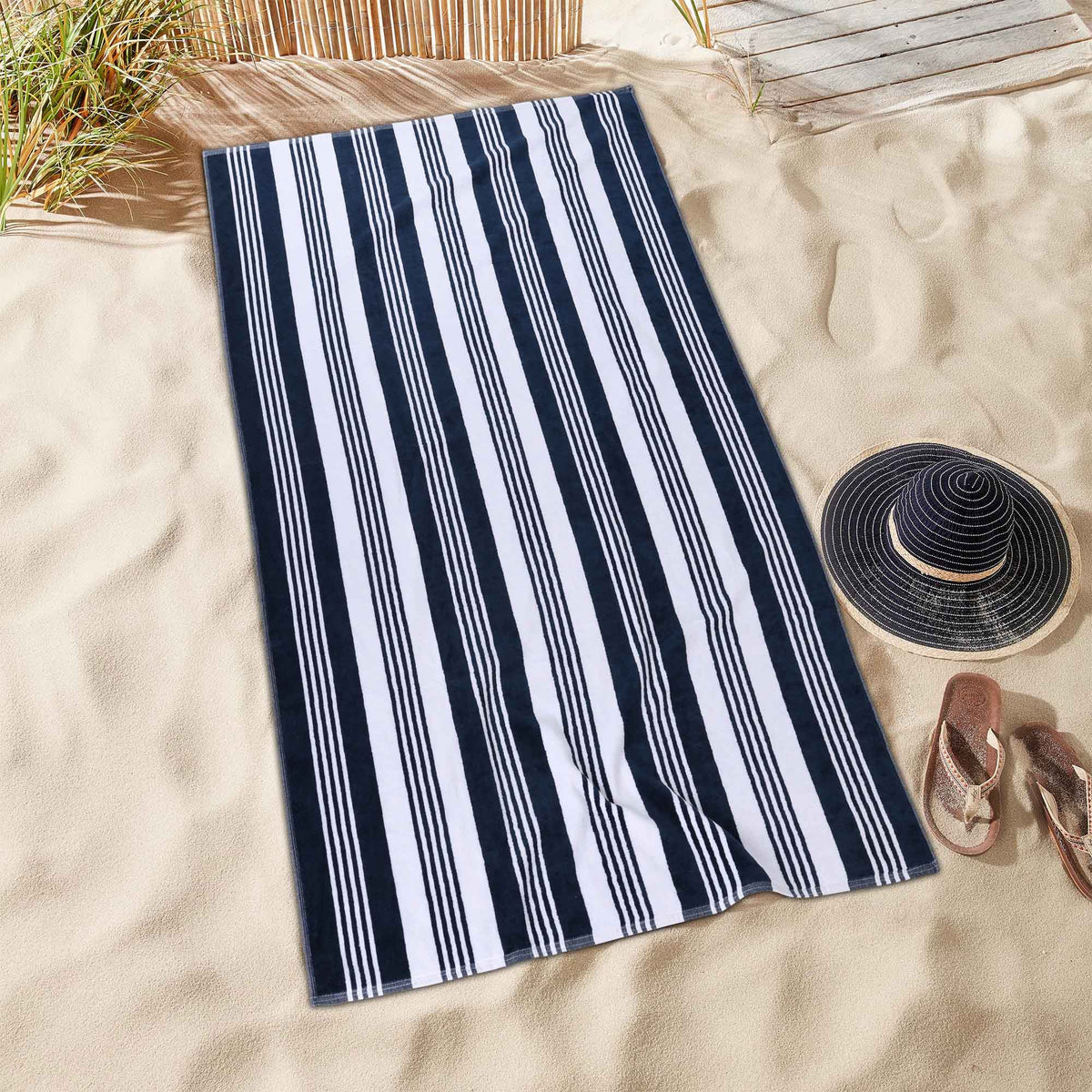 Superior Maui Striped Oversized Absorbent Cotton 4 Piece Beach Towel