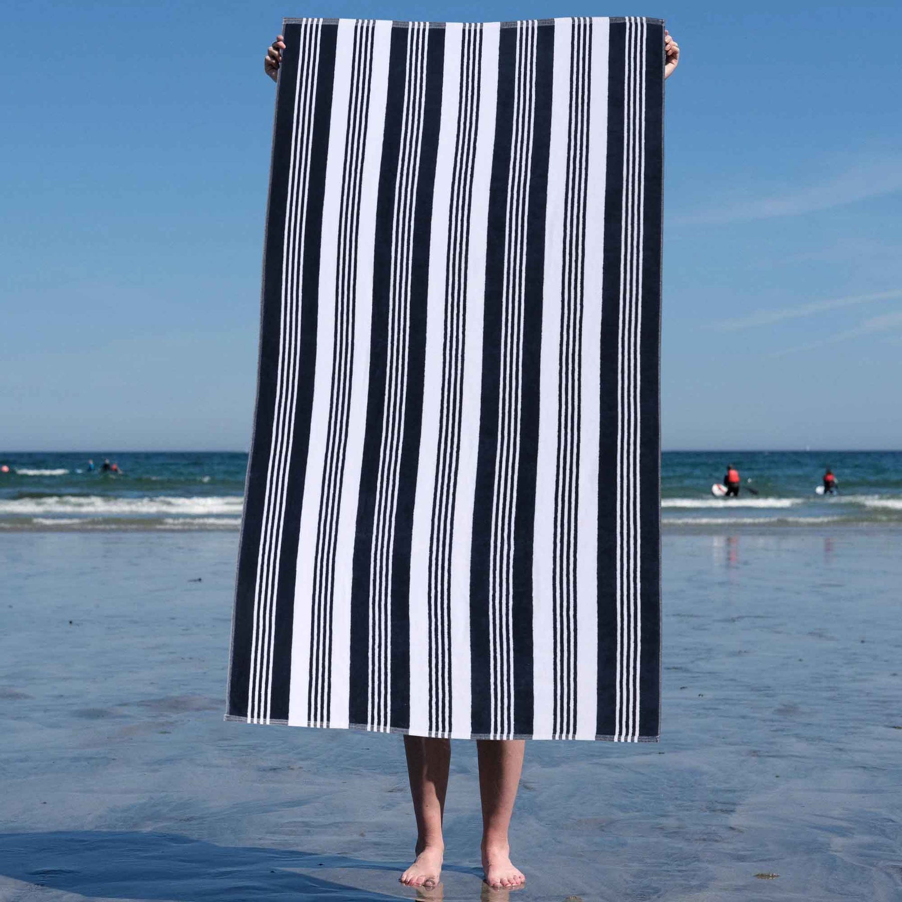 Superior Maui Striped Oversized Absorbent Cotton 2 Piece Beach Towel