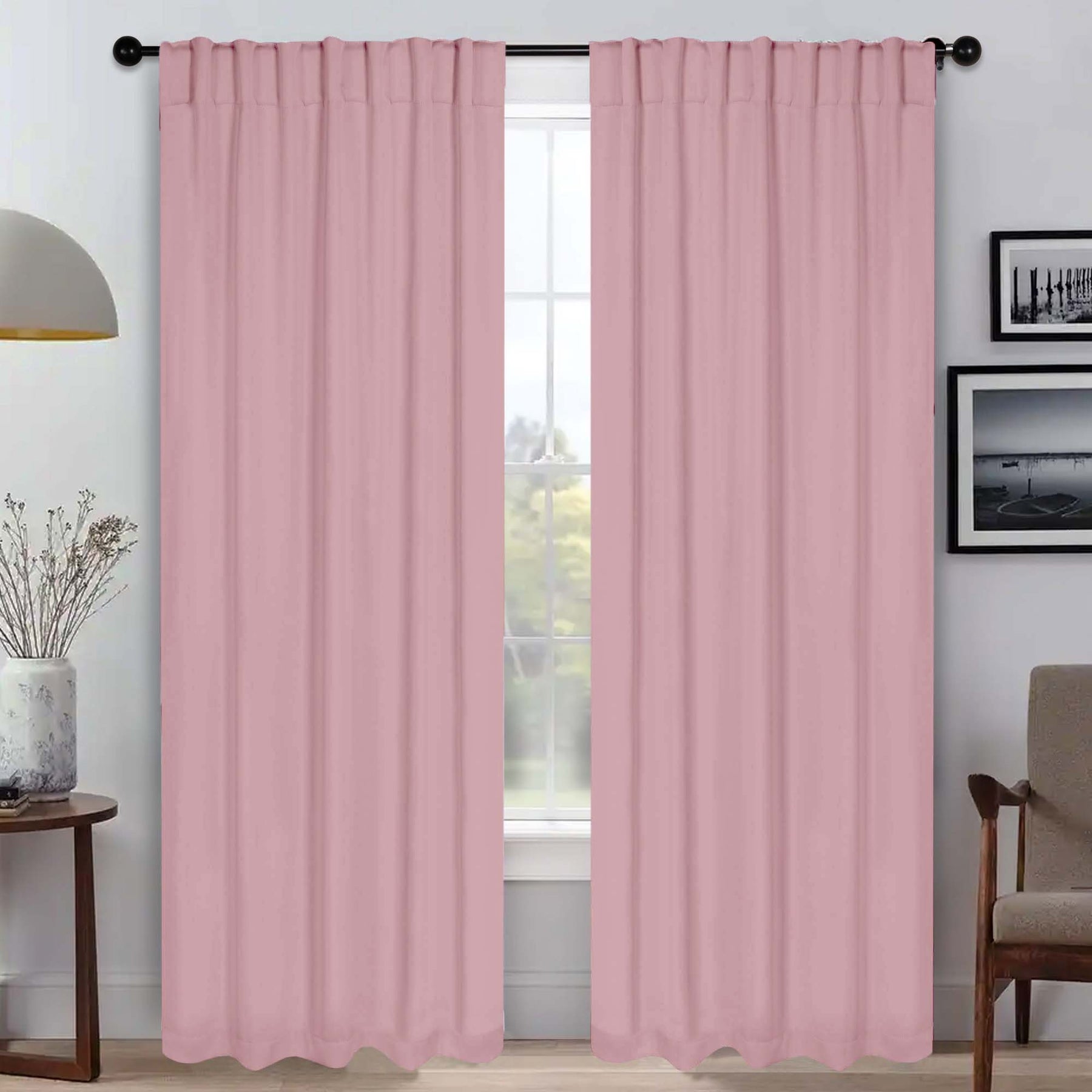 Solid Room Darkening Blackout Curtain Panels, Back Tabs, Set of 2 - MauveChalk