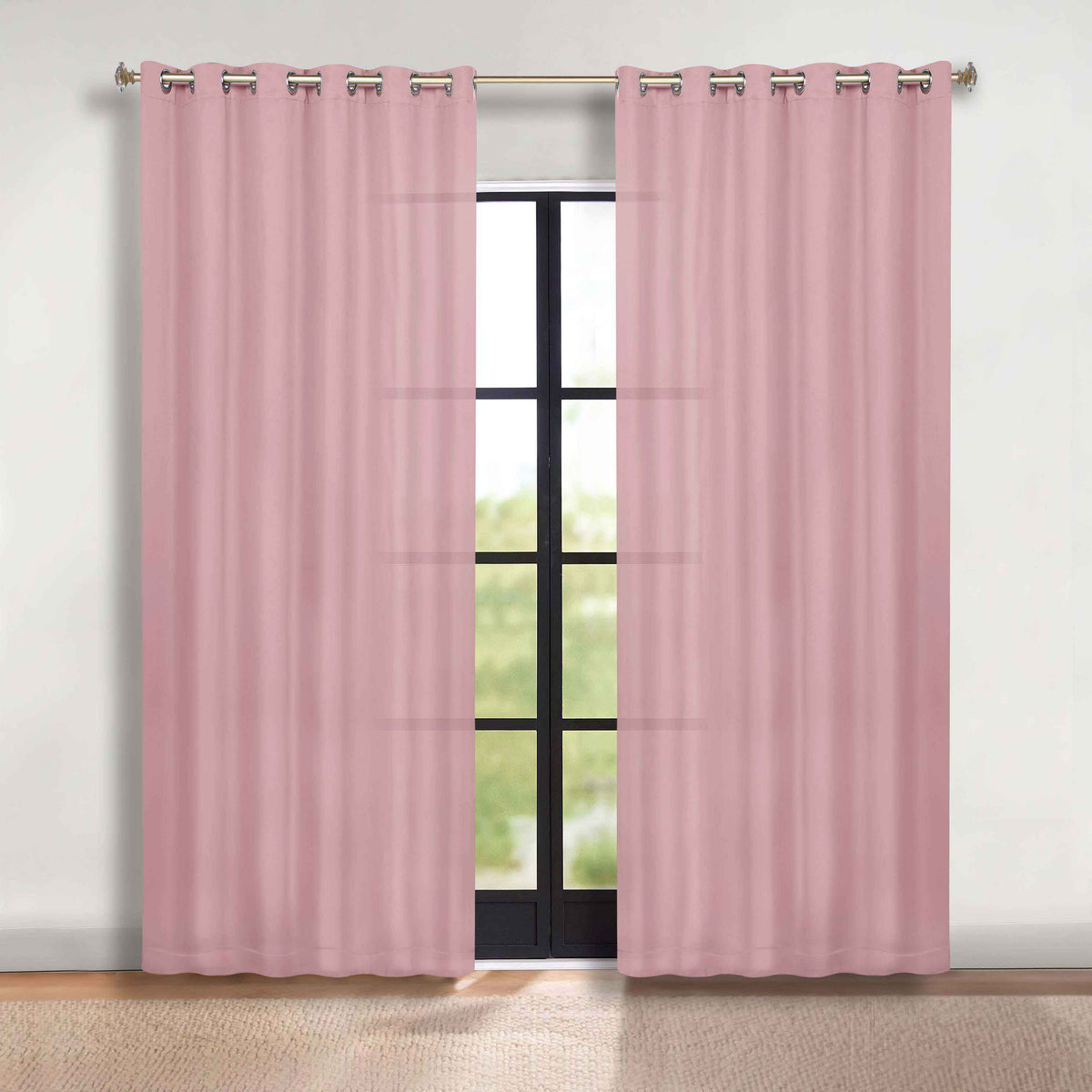 Solid Room Darkening Blackout Curtain Panels, Grommets, Set of 2 - MauveChalk