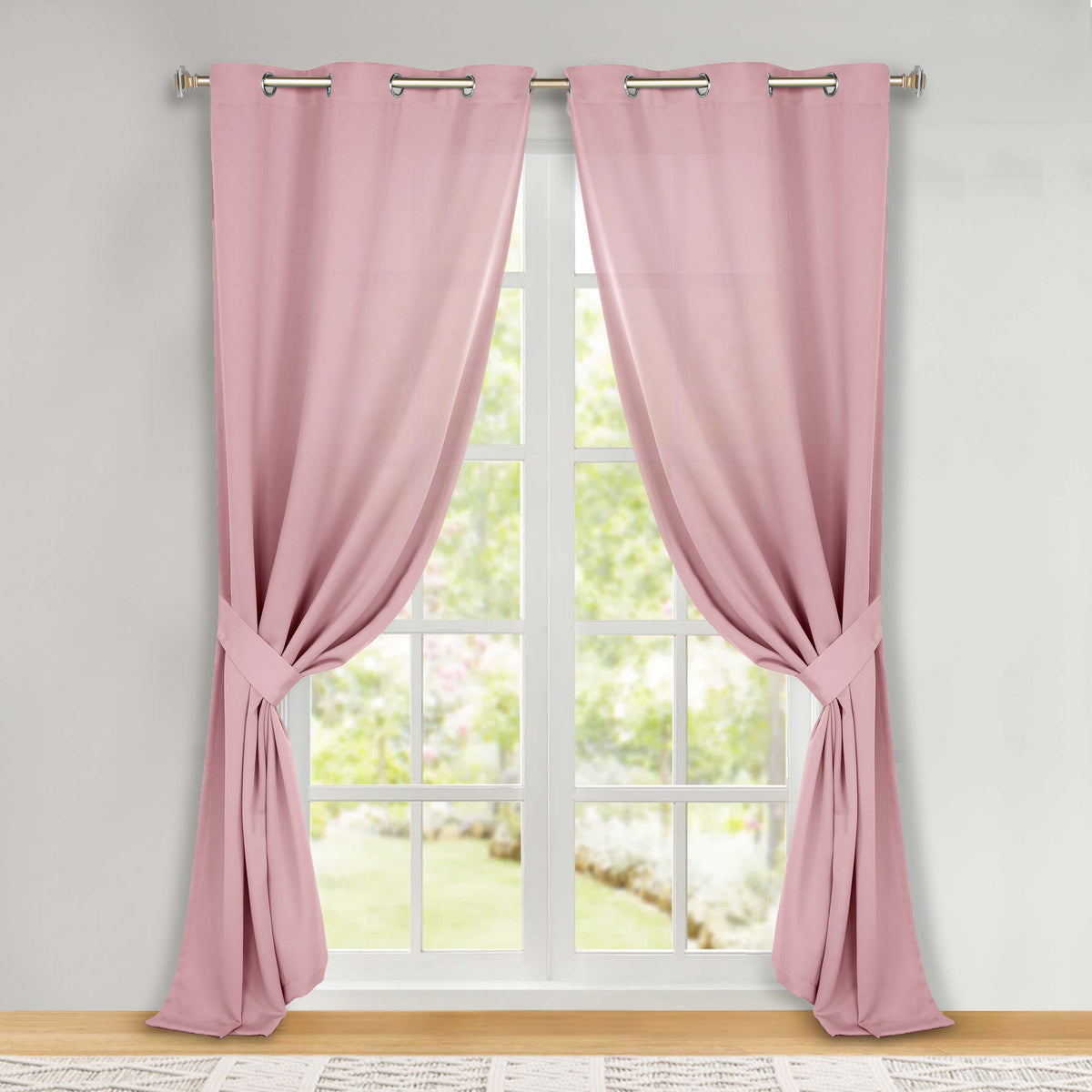 Classic Modern Solid Room Darkening Blackout Curtain Panels, Set of 2 - MauveChalk