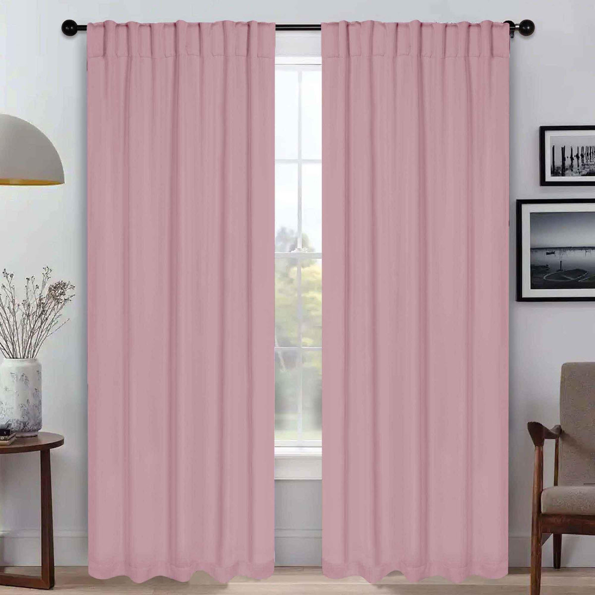 Solid Room Darkening Blackout Curtain Panels, Back Tabs, Set of 2 - Blackout Curtains by Superior - Superior 