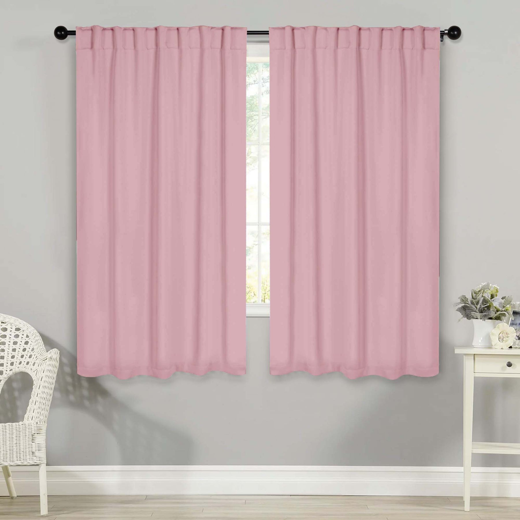 Solid Room Darkening Blackout Curtain Panels, Back Tabs, Set of 2