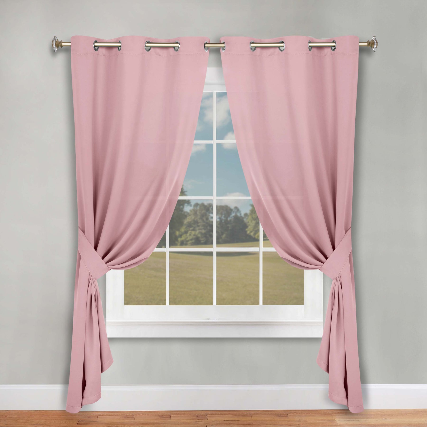 Classic Modern Solid Room Darkening Blackout Curtain Panels, Set of 2 - MauveChalk