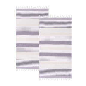 Meera Stripe Fouta 2 Piece Beach Towel Set with Tassels - Beach Towel by Superior - Superior 