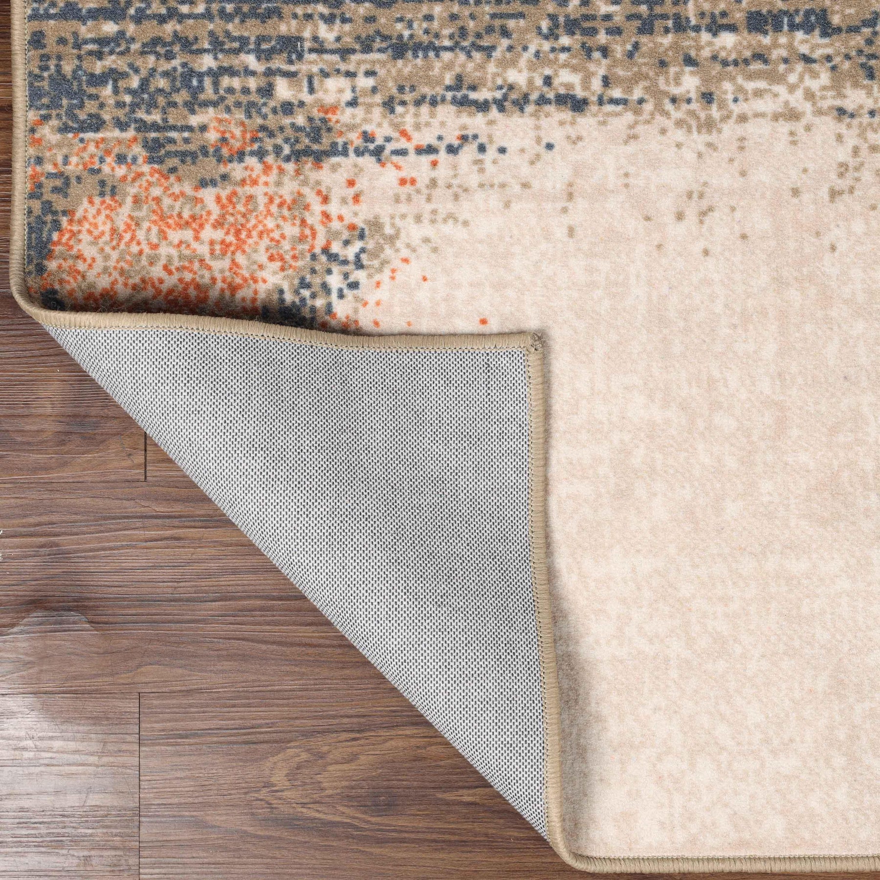 Bristol Distressed Abstract Damask Indoor Area Rug or Runner Rug - Midnight Navy-Salmon