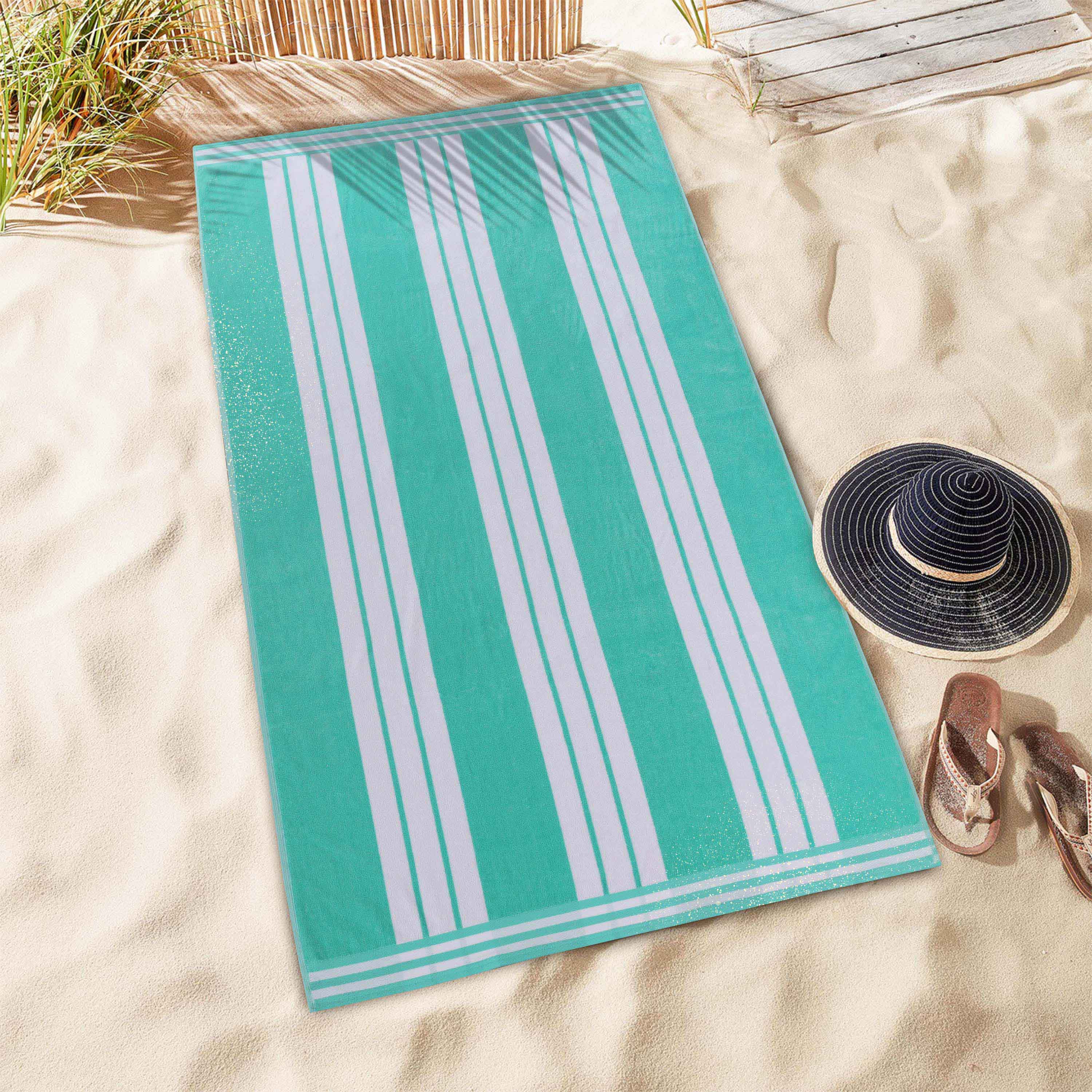 Striped Extra Large Oversized Absorbent Quick Dry Cotton Beach Towel - Beach Towel by Superior