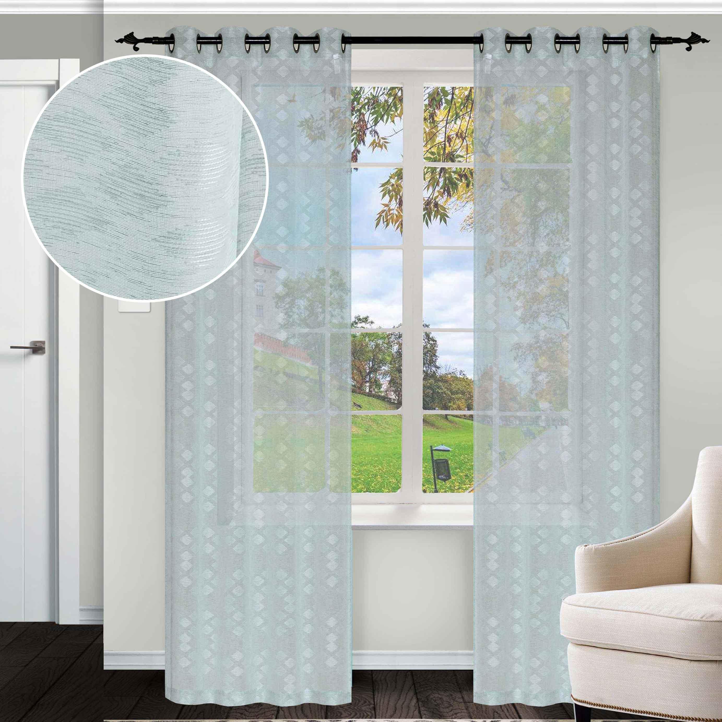 Embroidered Argyle Sheer Grommet Curtain Panel Set - Sheer Curtains by Superior