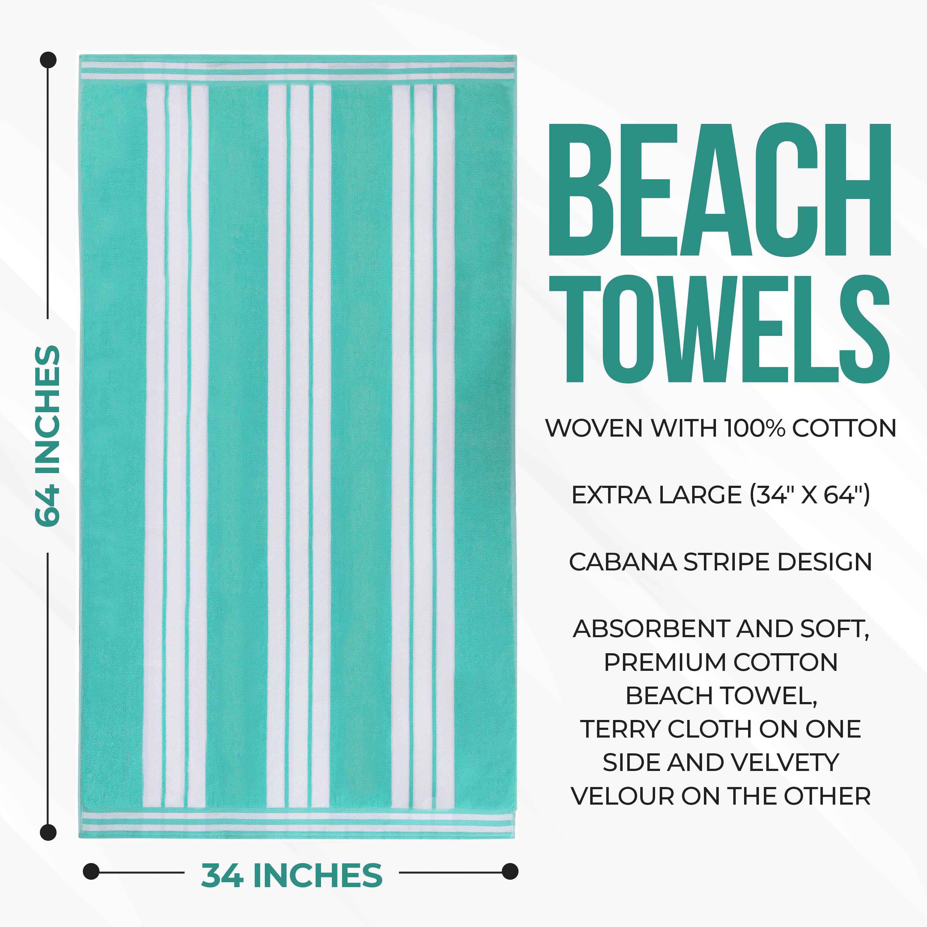 Striped Extra Large Oversized Absorbent Quick Dry Cotton Beach Towel - Beach Towel by Superior