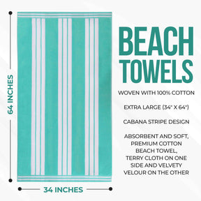 Striped Extra Large Oversized Absorbent Quick Dry Cotton Beach Towel