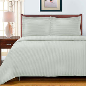 Egyptian Cotton 600 Thread Count Striped Duvet Cover Set - Mint