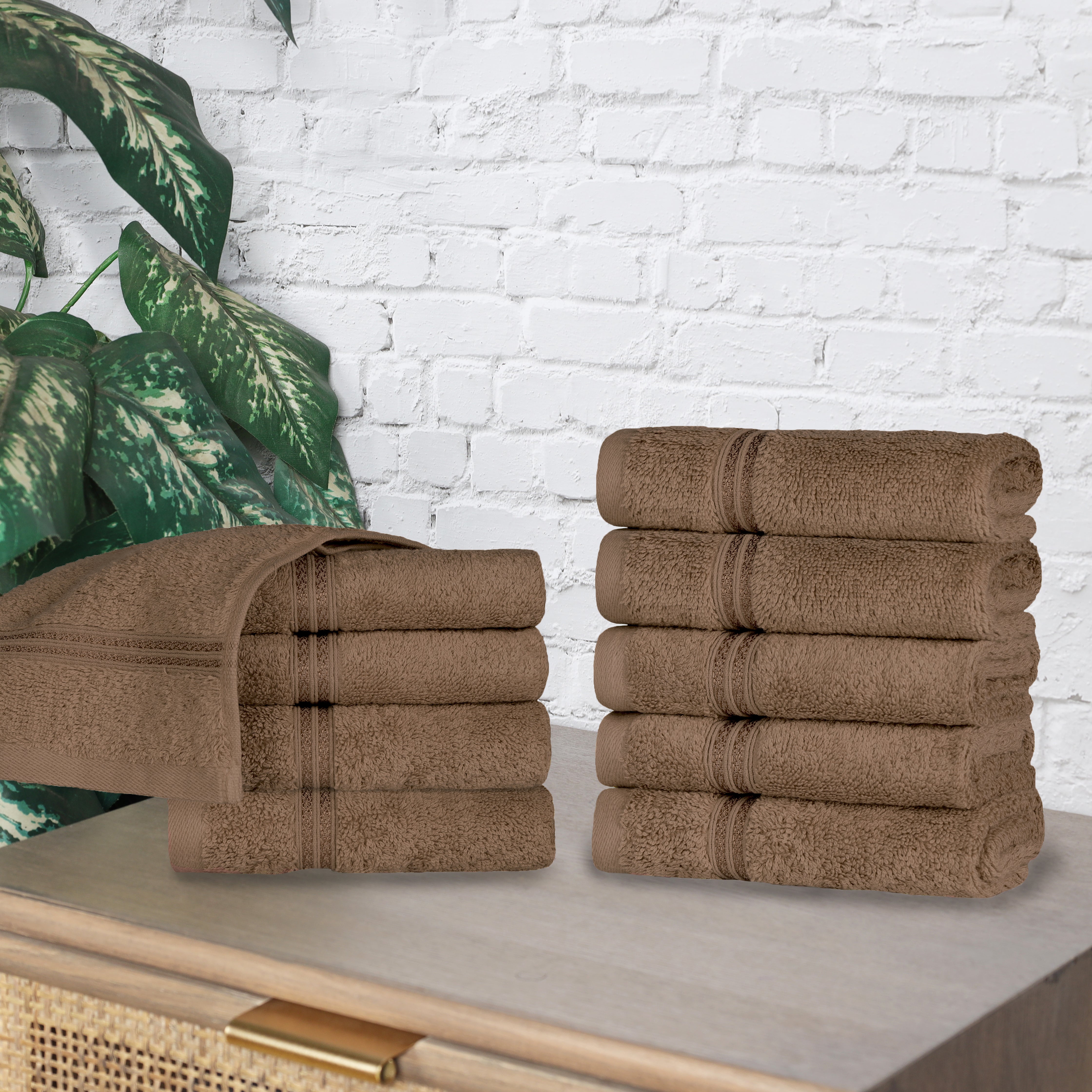 Heritage Egyptian Cotton Plush Absorbent Luxury Face Towel Set of 10 - Face Towel by Superior