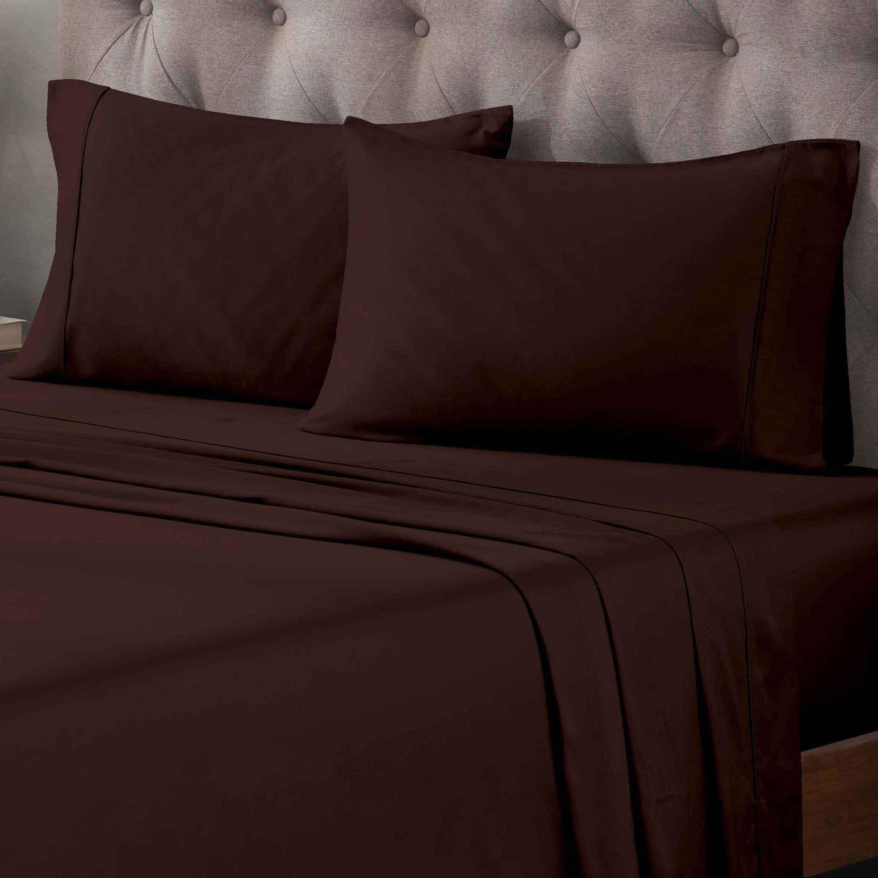 Egyptian Cotton 400 Thread Count Solid Deep Pocket Bed Sheet Set - Mocha