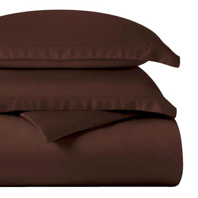 Egyptian Cotton 400 Thread Count Solid Luxury Duvet Cover Set - Mocha