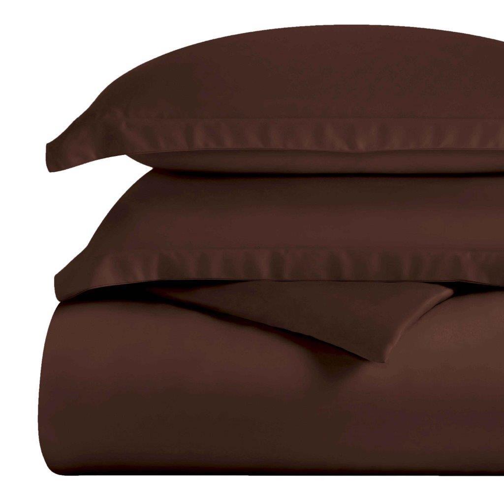 Egyptian Cotton 300 Thread Count Solid Luxury Duvet Cover Set - Mocha