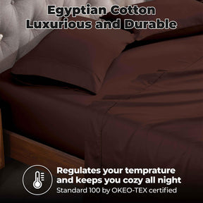 Egyptian Cotton 400 Thread Count Solid Deep Pocket Bed Sheet Set - Mocha