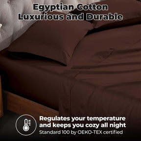 Egyptian Cotton 300 Thread Count Solid Deep Pocket Bed Sheet Set - Mocha