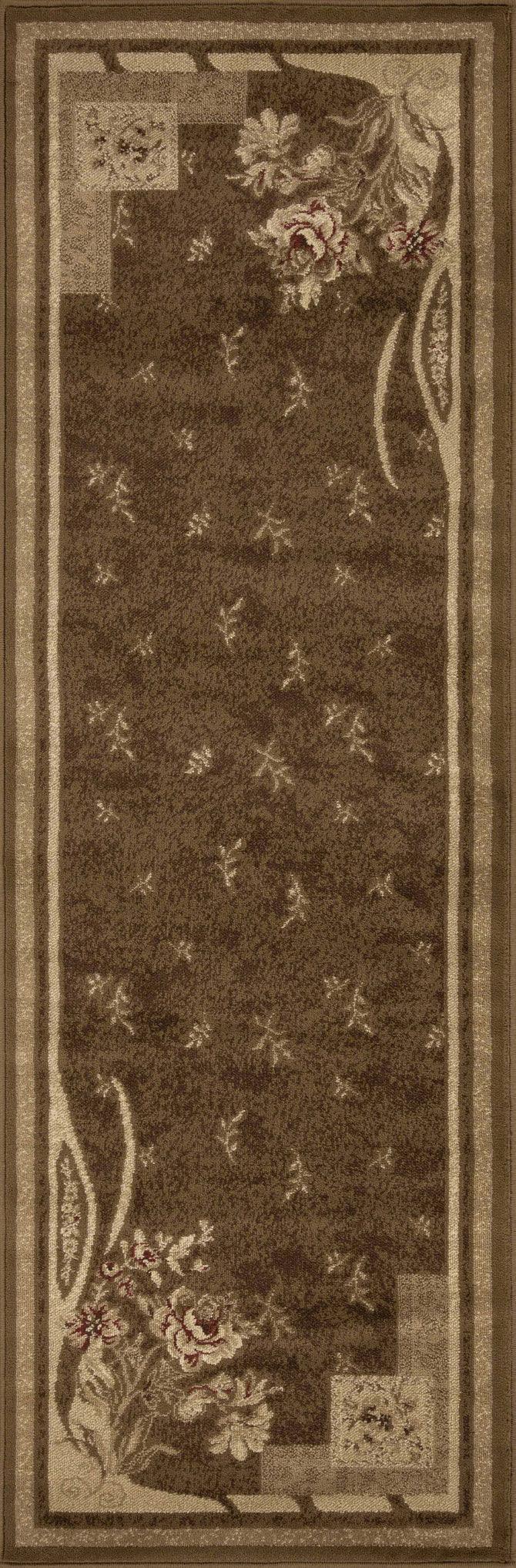 Ruban Modern Minimalist Floral Block Indoor Area Rugs or Runner Rug - Mocha