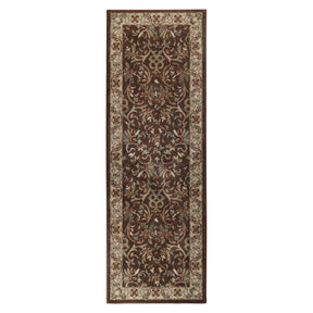 Heritage Traditional Floral Scroll Indoor Runner or Area Rug - Mocha