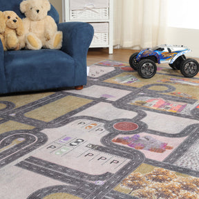 Country Road Non-Slip Kids Playroom Nursery Washable Indoor Area Rug