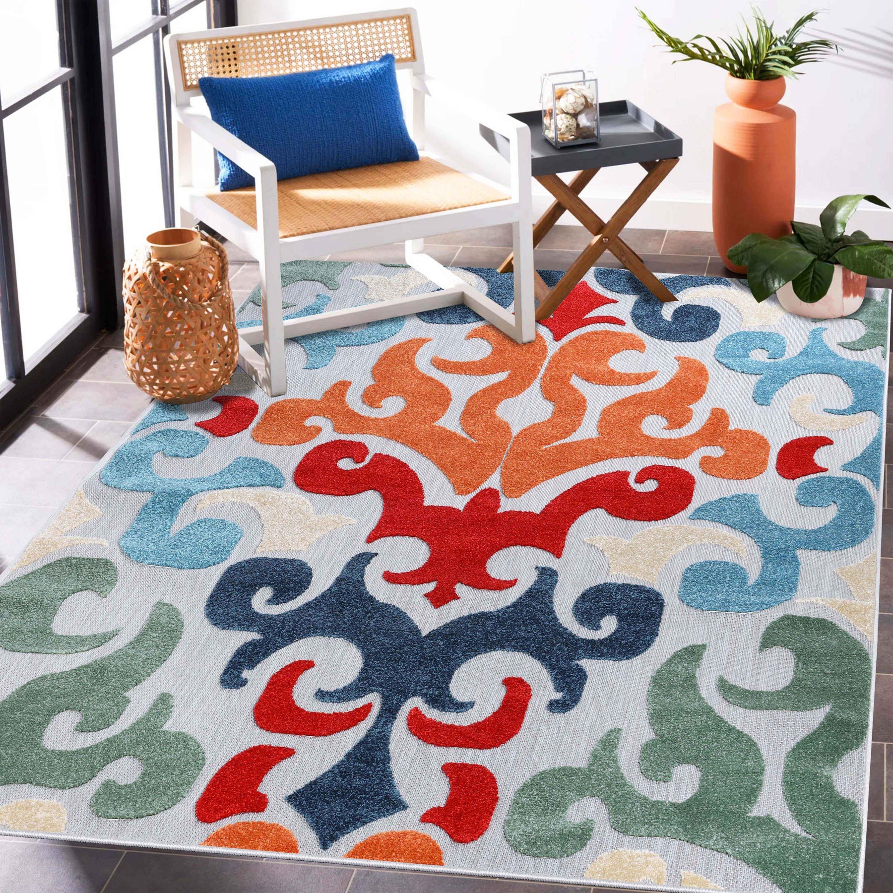 Aldaine Vintage Damask Indoor Outdoor Area Rug - Rugs by Superior - Superior 