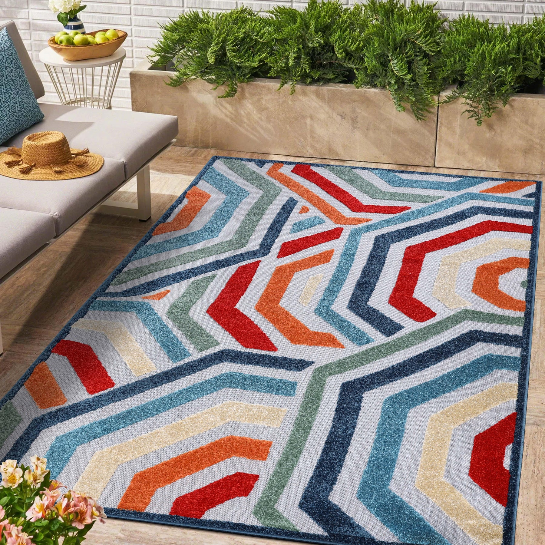 Waimea Modern Geometric Coastal Indoor Outdoor Area Rug - Rugs by Superior - Superior 