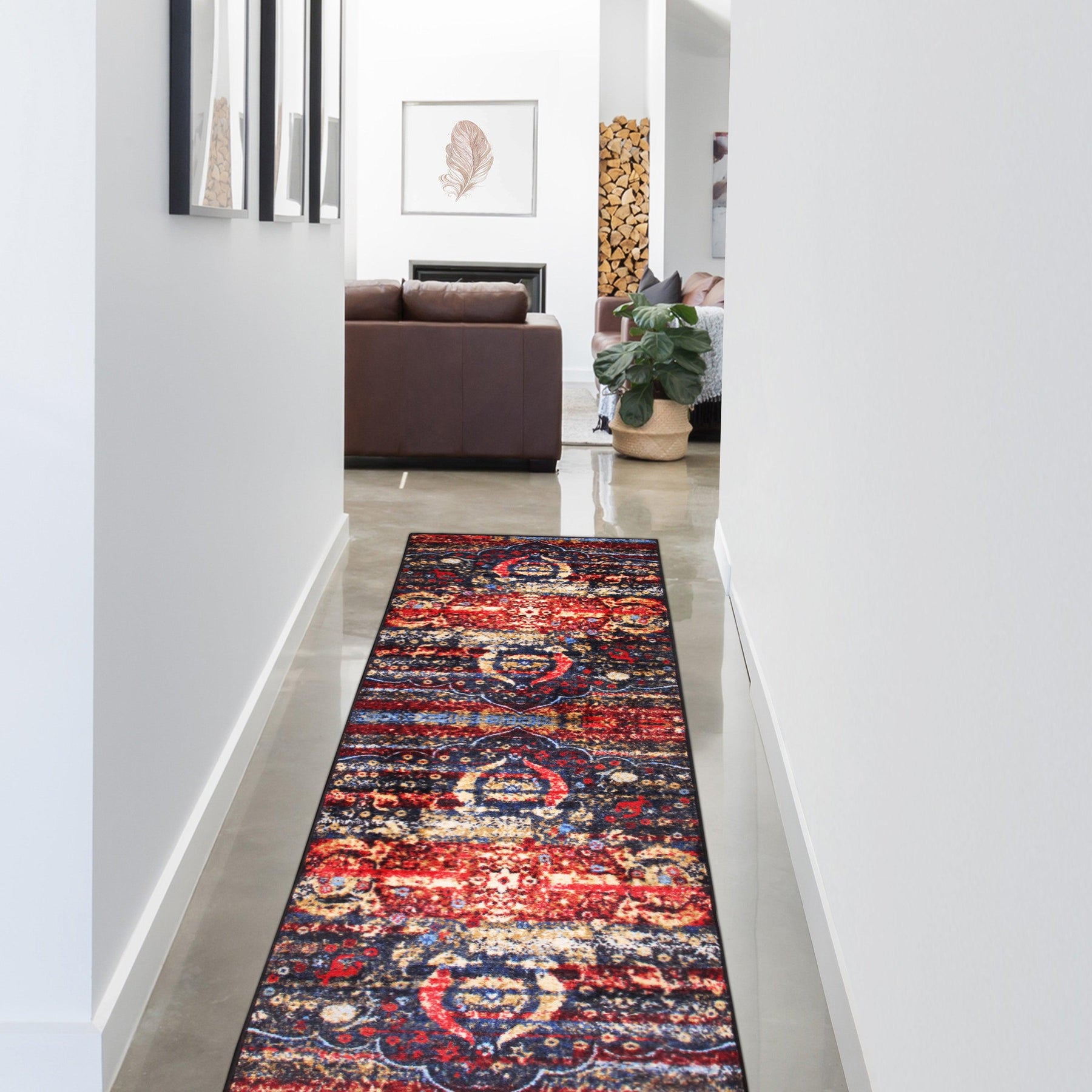 Oswell Medallion Non-Slip Washable Indoor Area Rug or Runner - Rugs by Superior - Superior 